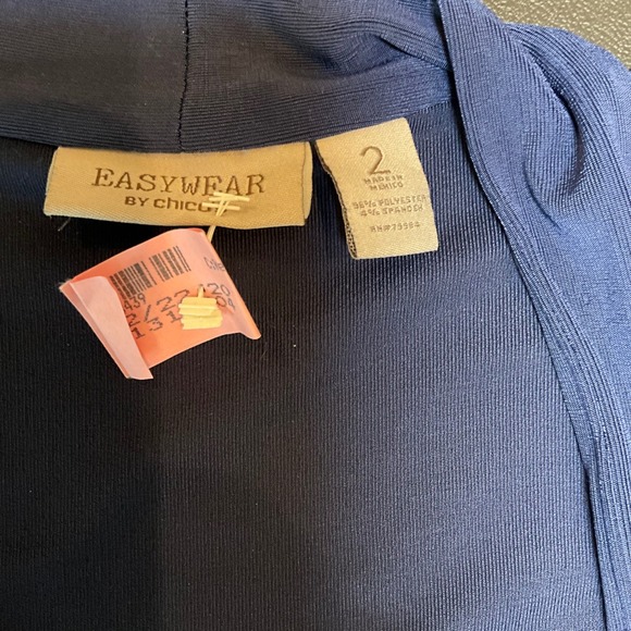 Easywear by Chico's Navy Blue Zip Front Cardigan Sweater Womens Sz 2 Lg US 12 - Picture 6 of 8